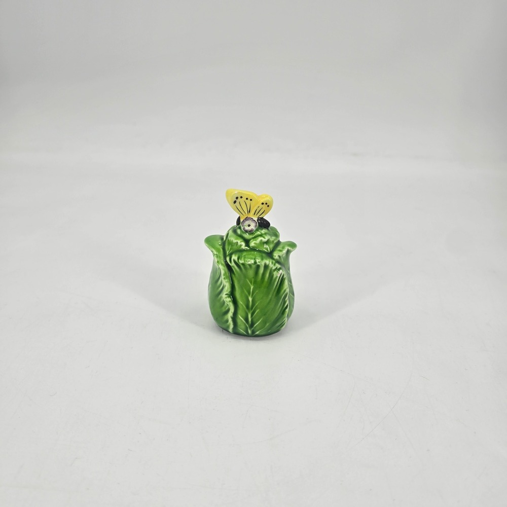 Vintage Enesco Japan Butterfly Cabbage Salt Shaker Green Ceramic Replacement